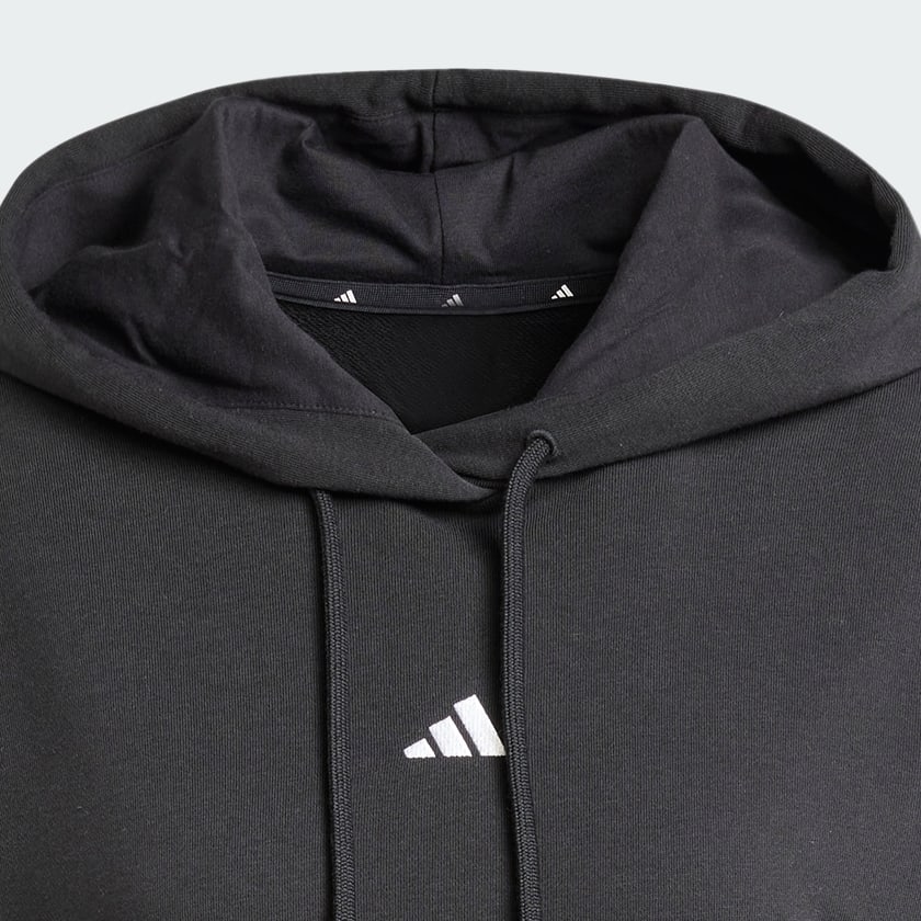 Siyah Essentials Small Logo French Terry Kapüşonlu Üst