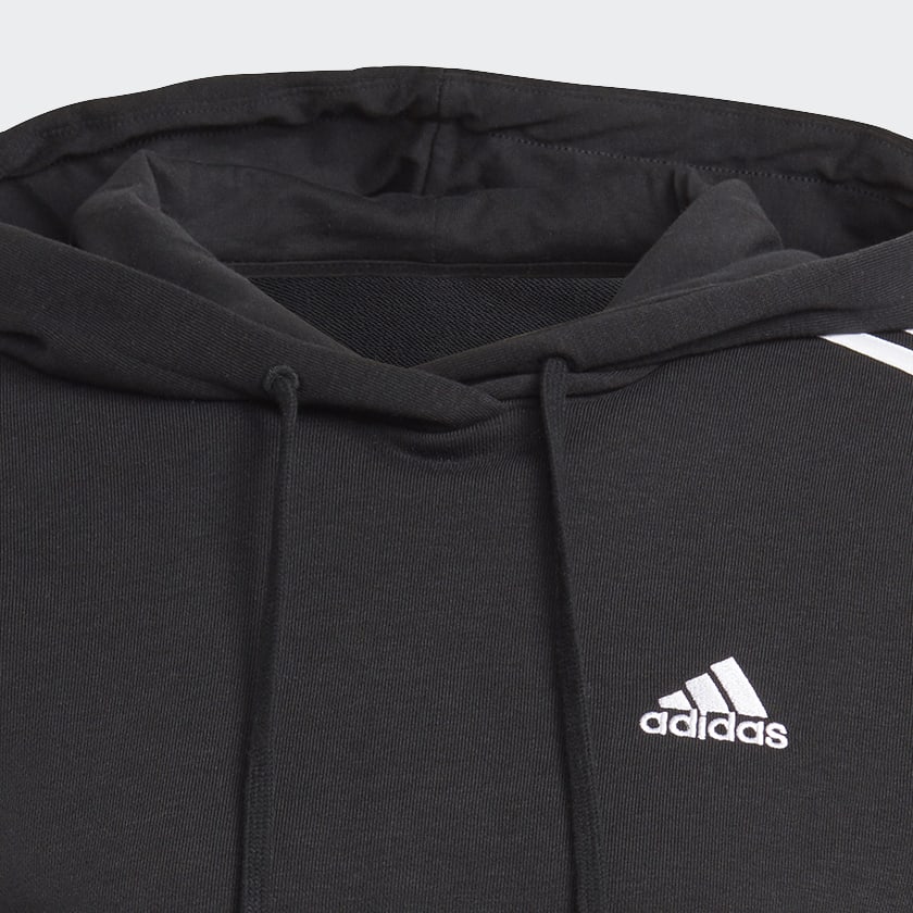 Μαύρο Essentials 3-Stripes Cropped Hoodie