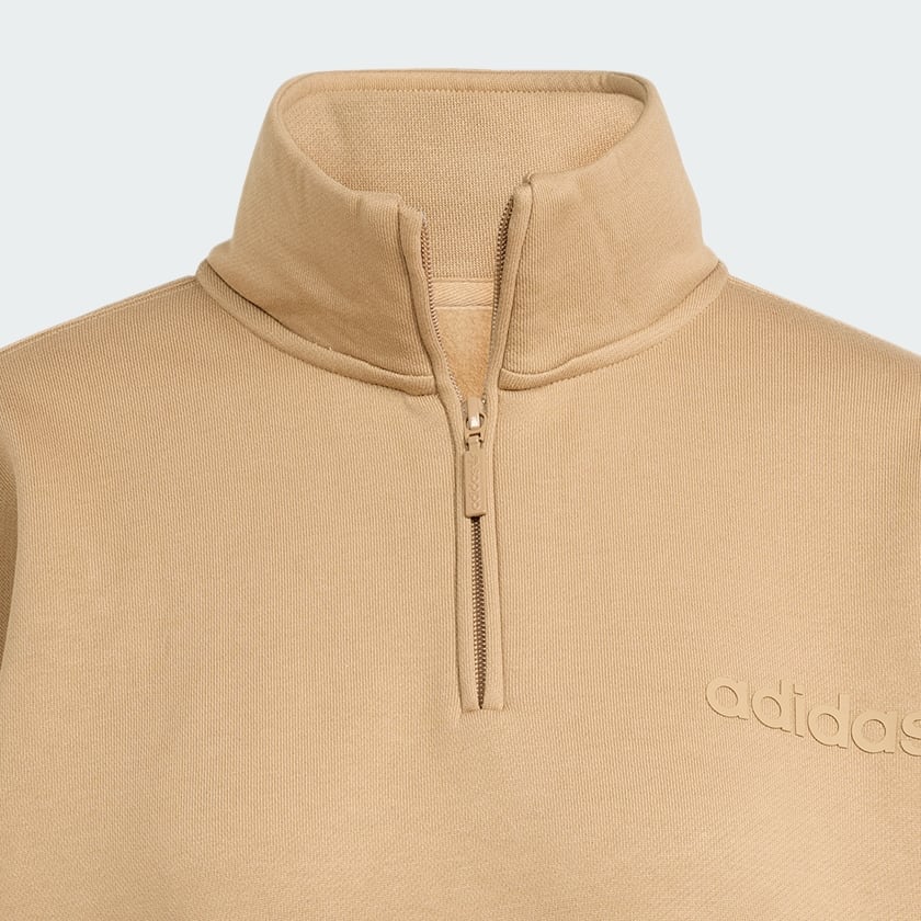Beige Essentials Linear Quarter-Zip Oversized Oberteil