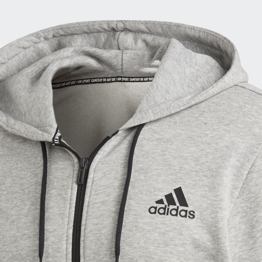 Adidas 3 stripes hoodie grey clearance