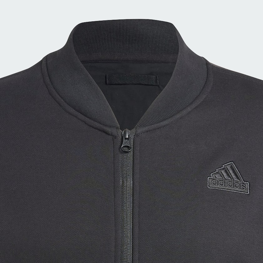 adidas Lounge Fleece Bomber Jacket With Zip Opening - Black