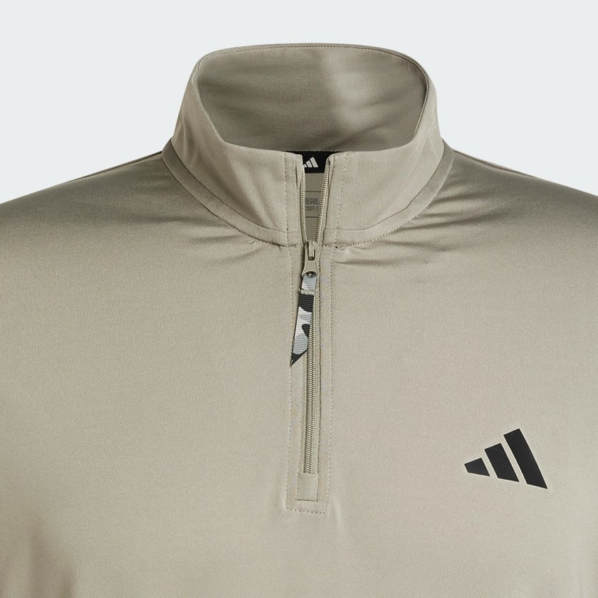 Verde Camiseta de entrenamiento camuflada Train Essentials de manga larga y cierre corto