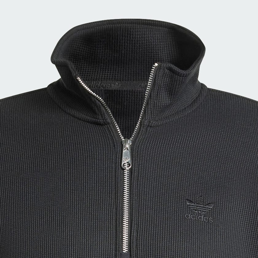 Negro Polera con Cierre Frontal Trifolio Essentials Waffle 1/2