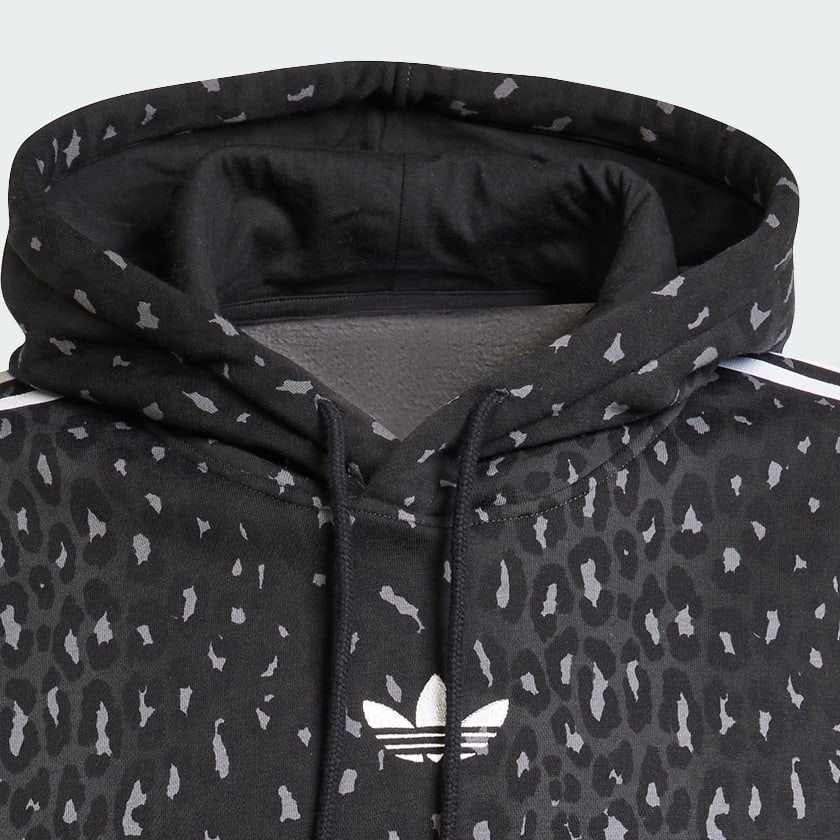 Noir Sweat-shirt à capuche ample imprimé intégral Leo