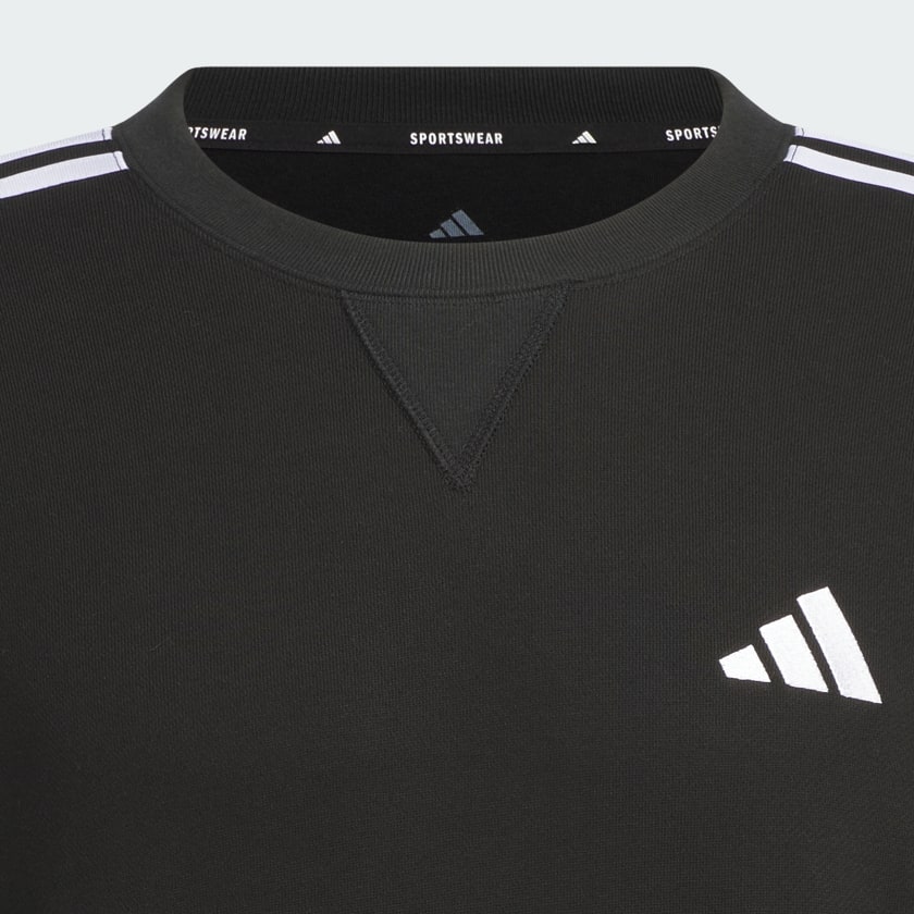 ブラック エッセンシャルズ プラス ルーズフィット スリーストライプス フレンチテリー スウェットシャツ