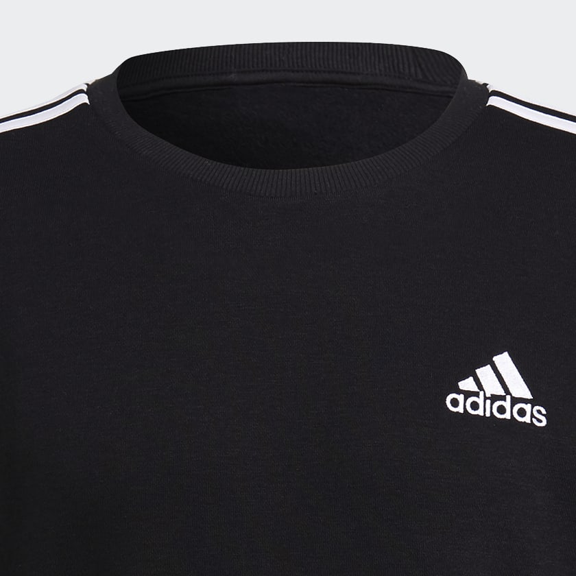 Black Essentials Fleece 3-Stripes Sweatshirt