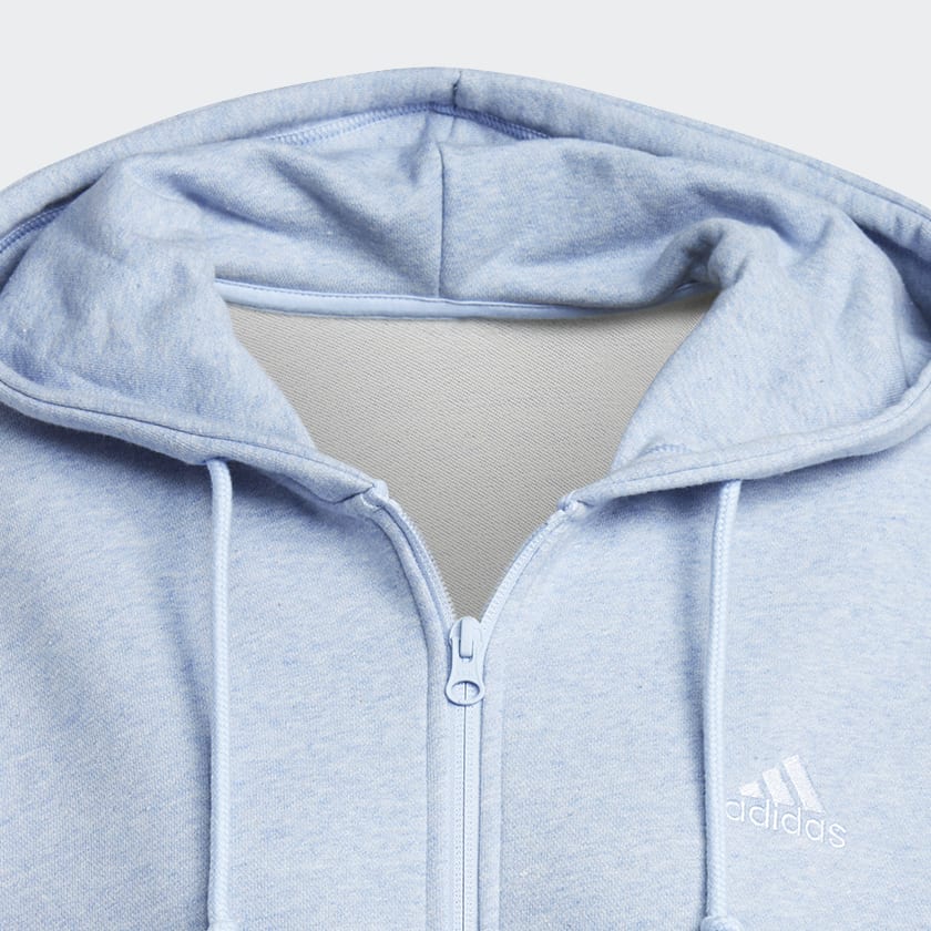 Azul Polera con capucha SZN Tela French Terry Holgada con Cierre Frontal