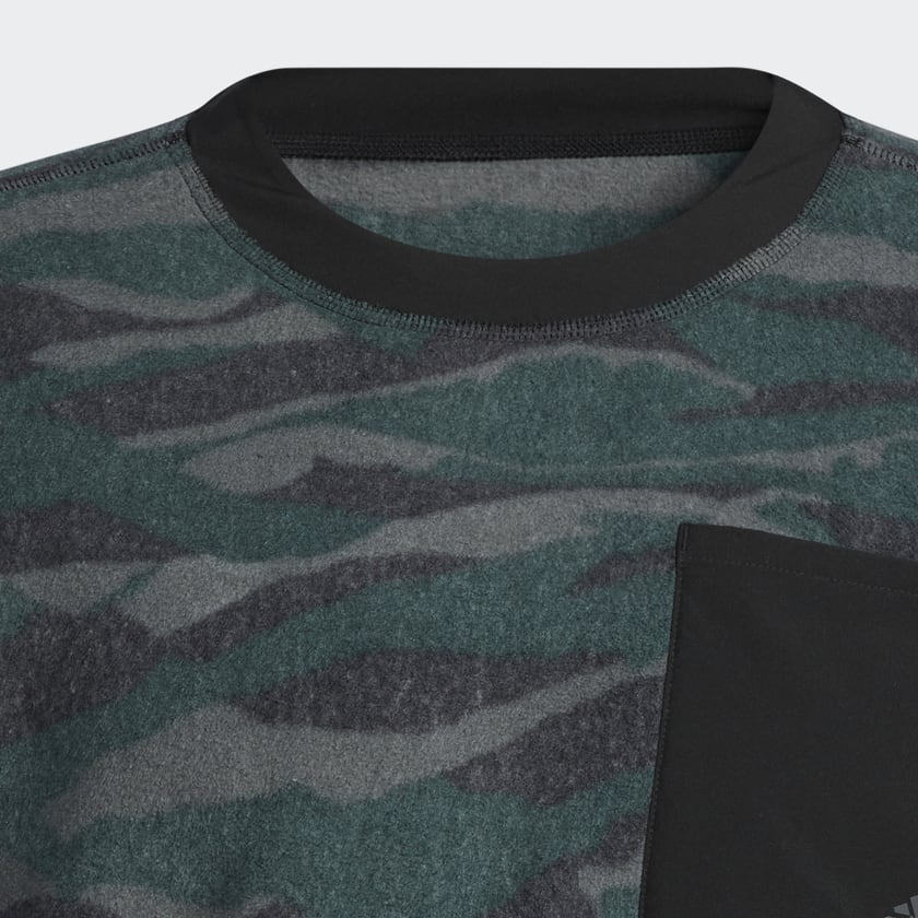 Black Texture-Print Crew Sweatshirt