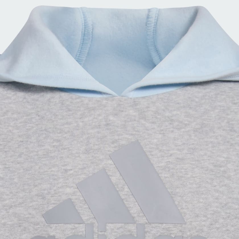 Grey adidas Long Sleeve Colorblock Pullover Hoodie