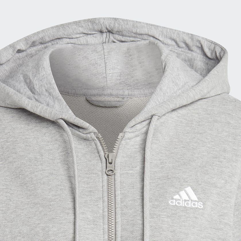 Grey Essentials Linear Full-Zip French Terry Hoodie
