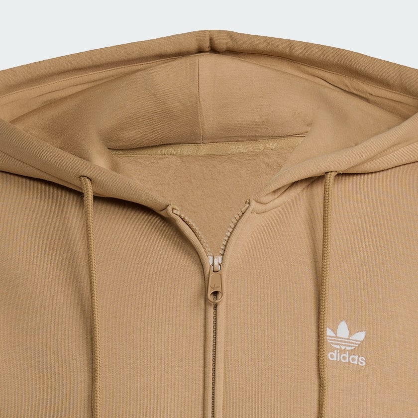 Marrom Moletom Capuz Zíper Trefoil Essentials