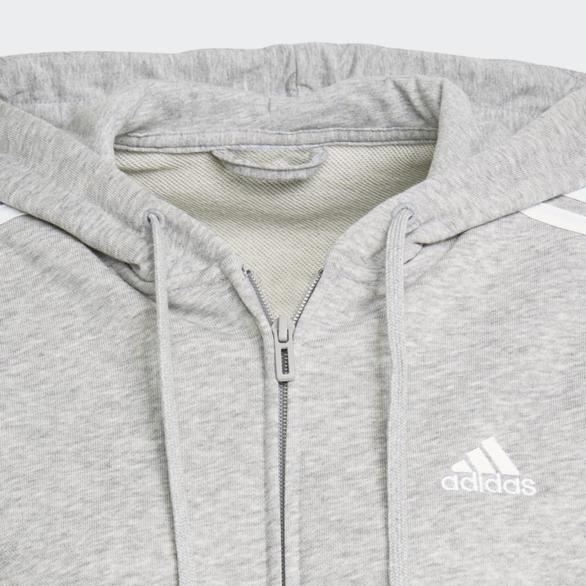 Grigio Felpa con cappuccio Essentials French Terry 3-Stripes Full-Zip