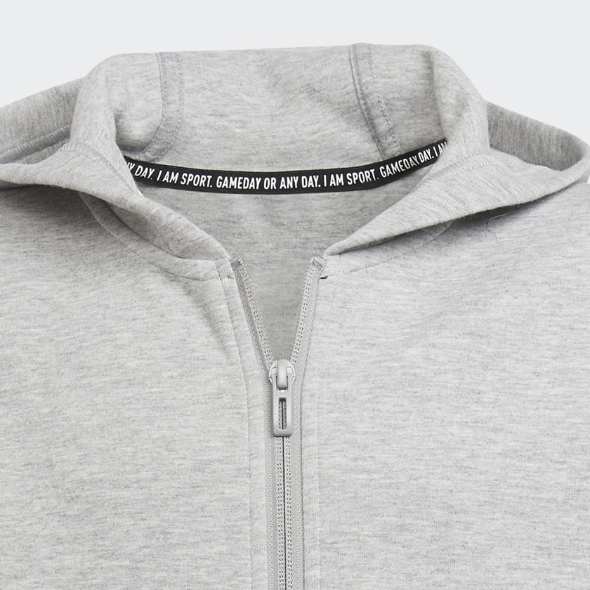 Szary Future Icons 3-Stripes Full-Zip Hoodie