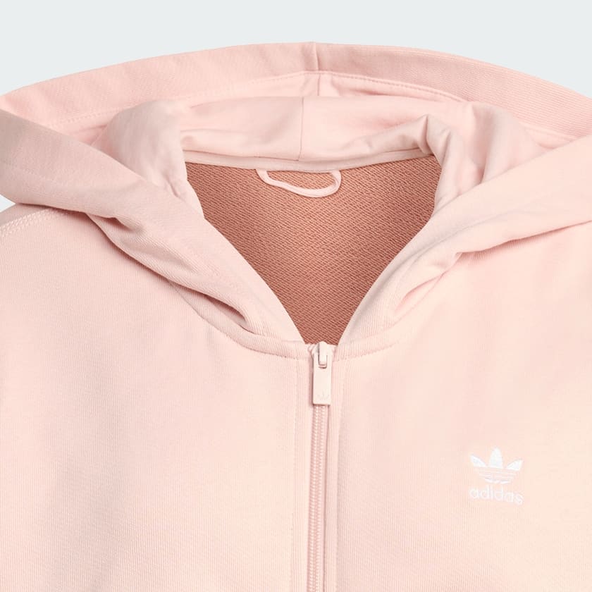 Pink ESSENTIALS FRENCH TERRY CROPPED ZIP HOODIE