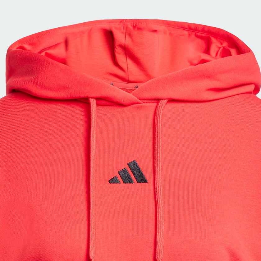 Red Essentials 3-Stripes French Terry Crop Hoodie