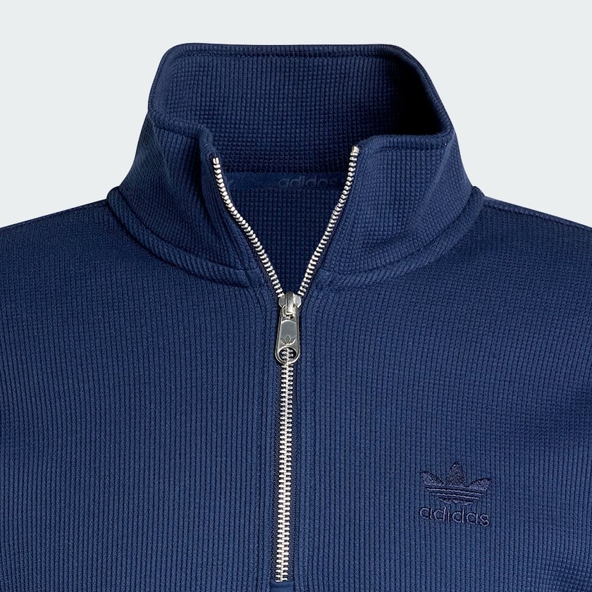 Blue Trefoil Essentials Waffle 1/2 Zip Sweatshirt