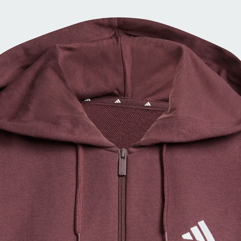 Burgundy Essentials 3-Stripes French Terry Quarter-Zip hættetrøje