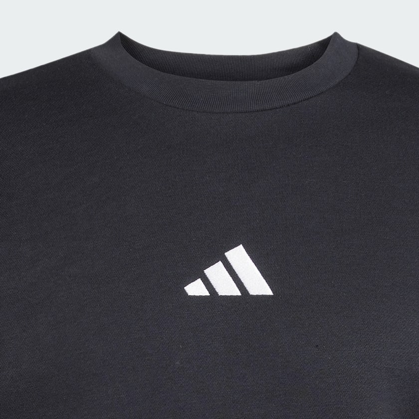 Black Essentials 3-Stripes Fleece 스웨트셔츠