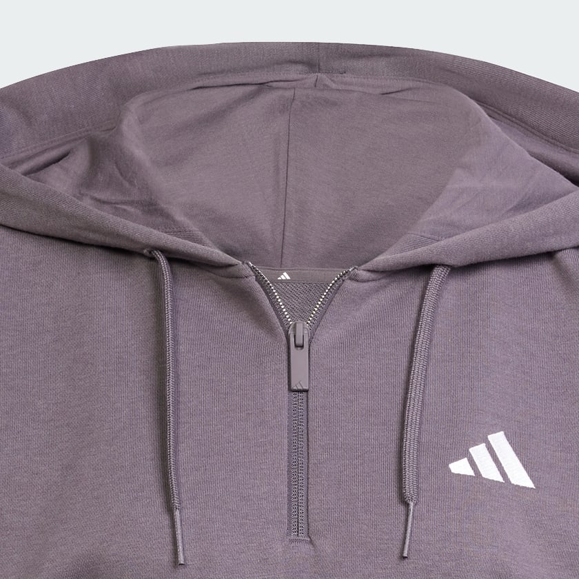 Grau Essentials 3-Streifen French Terry Quarter-Zip Hoodie