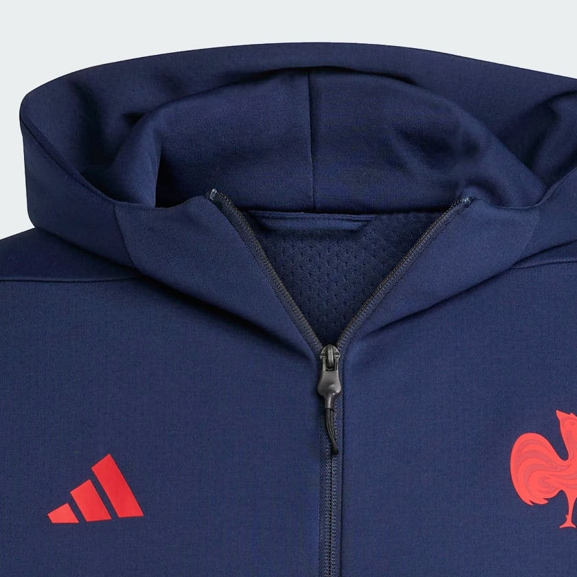 Blu Francia Felpa con cappuccio da viaggio con zip integrale