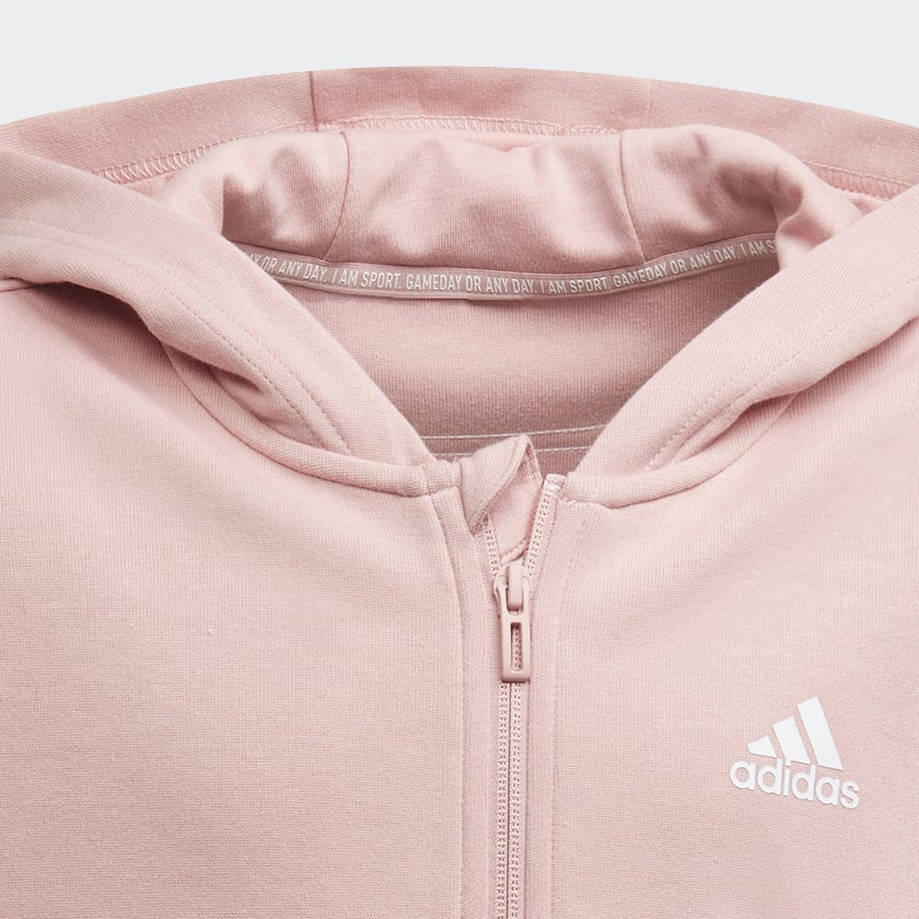 Pink 3-Stripes Full-Zip Hoodie