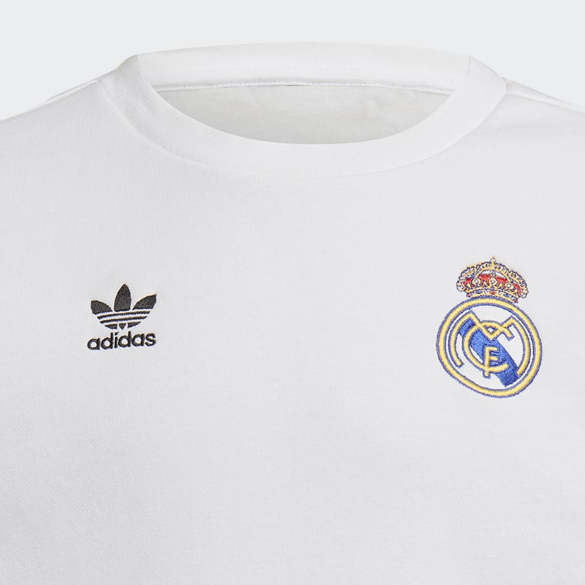White Real Madrid Essentials Trefoil Crewneck Sweatshirt