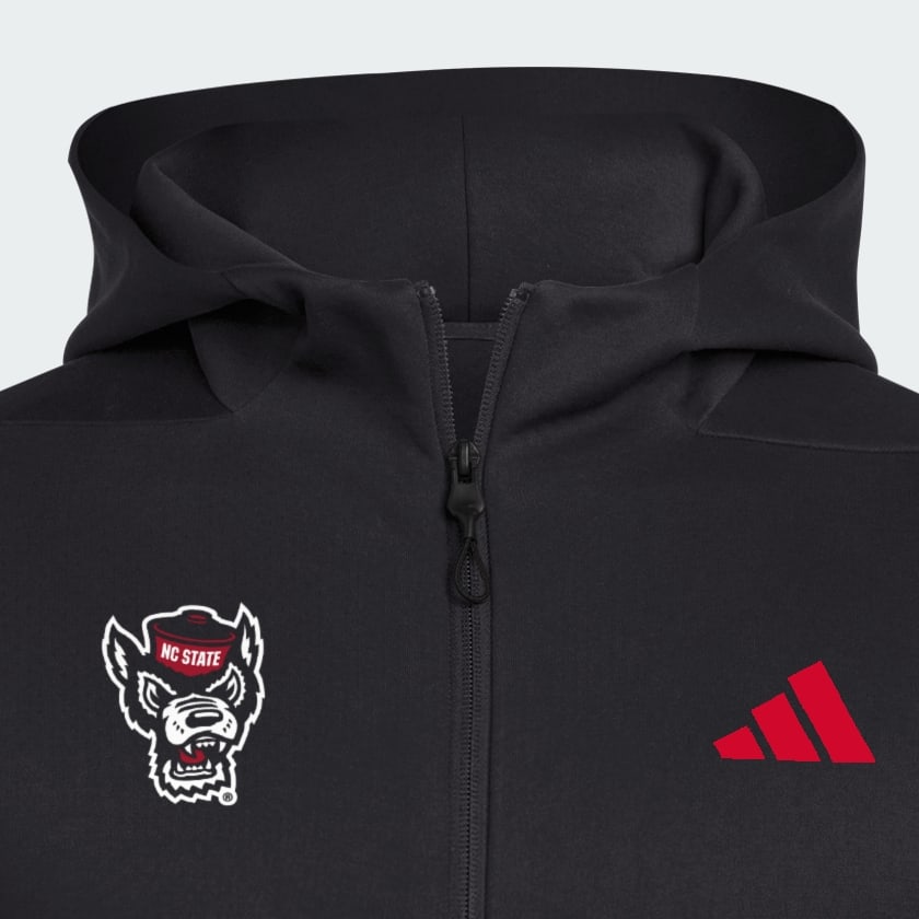 adidas NC State Wolfpack Full Zip Player Travel ZNE Hoodie - Black