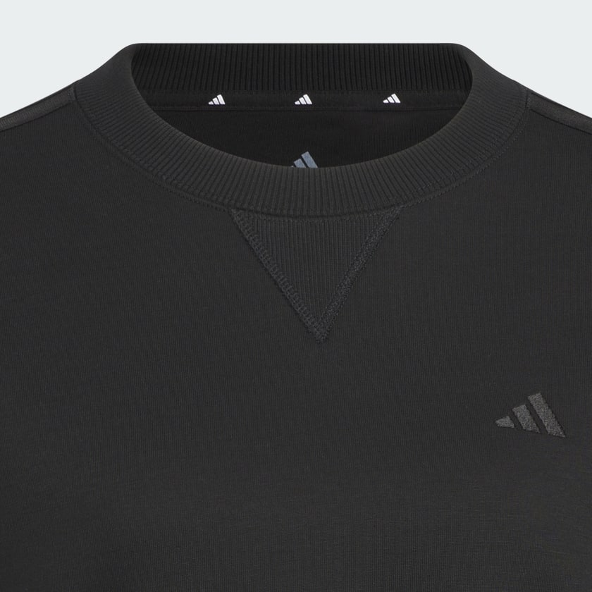 Black 에센셜 플러스 3-스트라이프 스웨트 크루