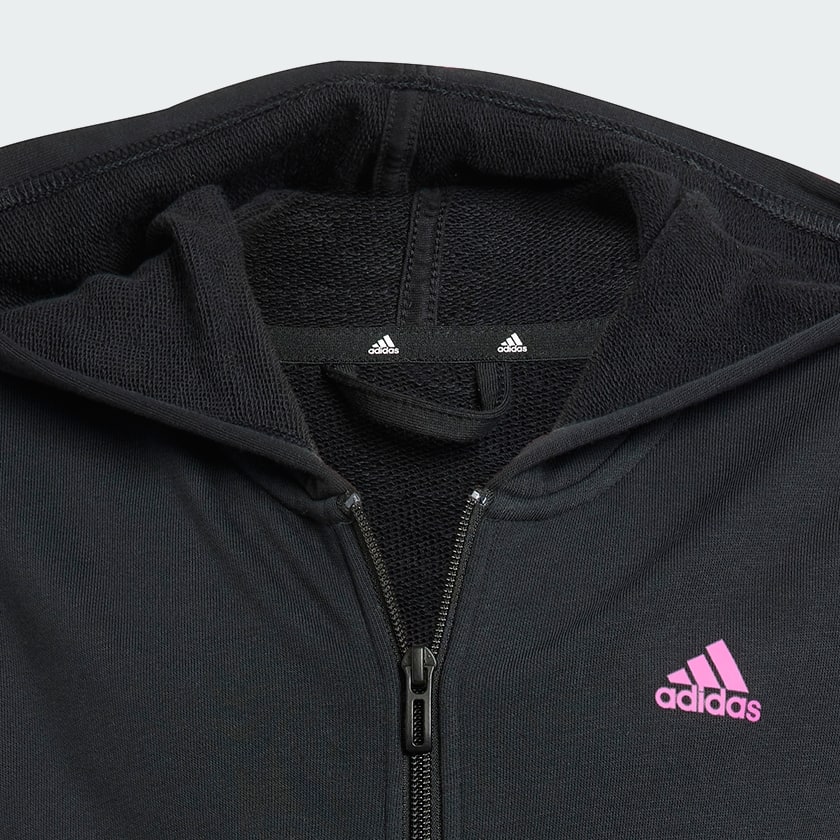 adidas Essentials Linear Logo Full Zip Hoodie Black adidas UK