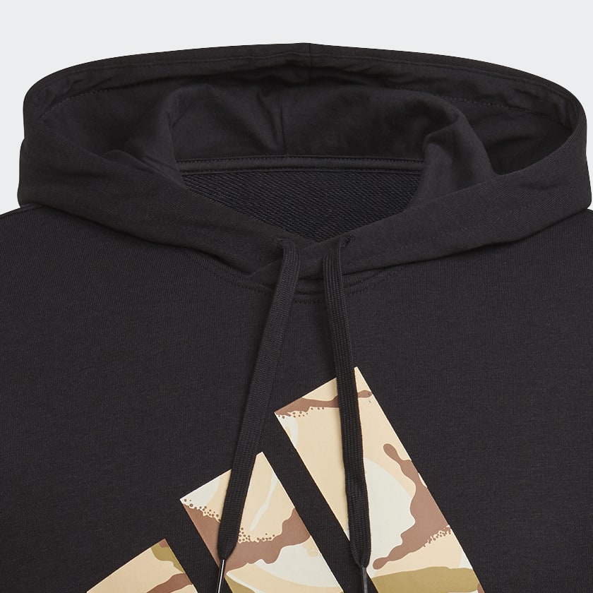 Negro Polera con Capucha Essentials Camouflage