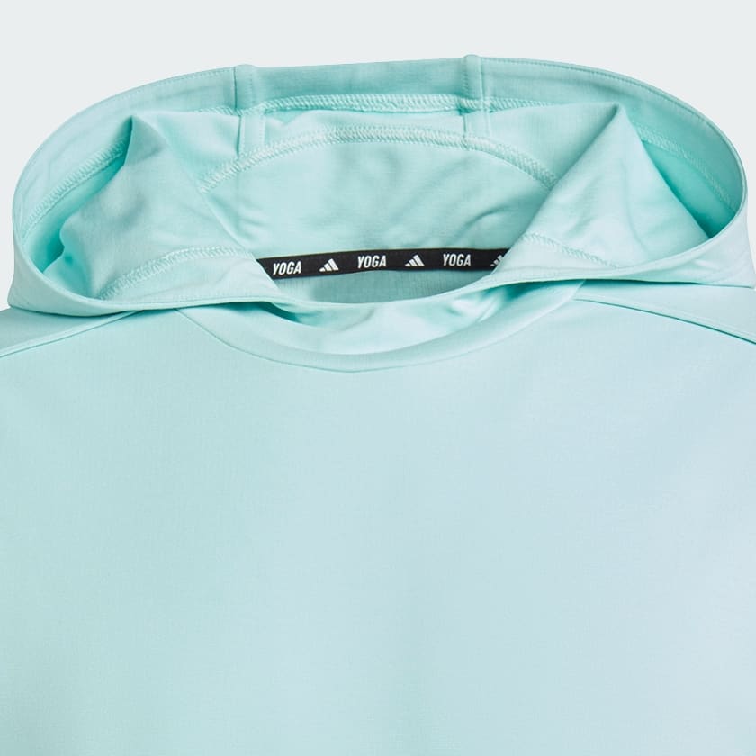Turquesa Polera con Capucha de Entrenamiento Yoga