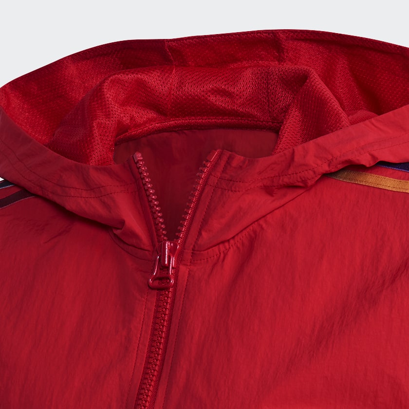 Red adidas windbreaker zip up on sale