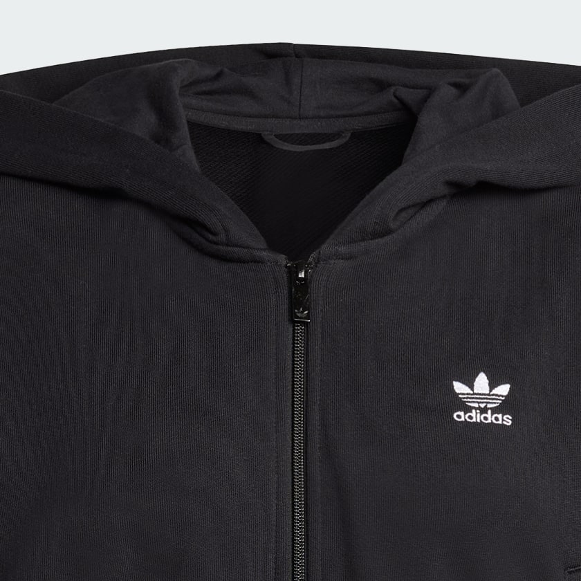 Negro BUZO CORTO CON CAPUCHA ESSENTIALS DE FELPA FRANCESA CON CIERRE CORTO