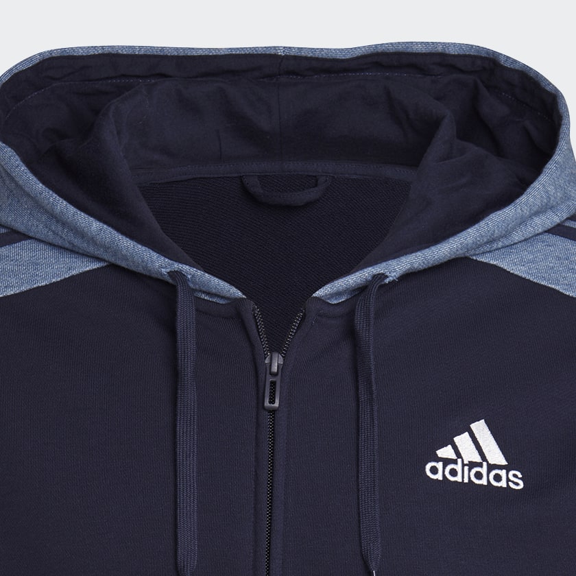 Lifestyle Hoodie Full-Zip | Essentials Terry Men\'s US adidas adidas French - Mélange Blue |