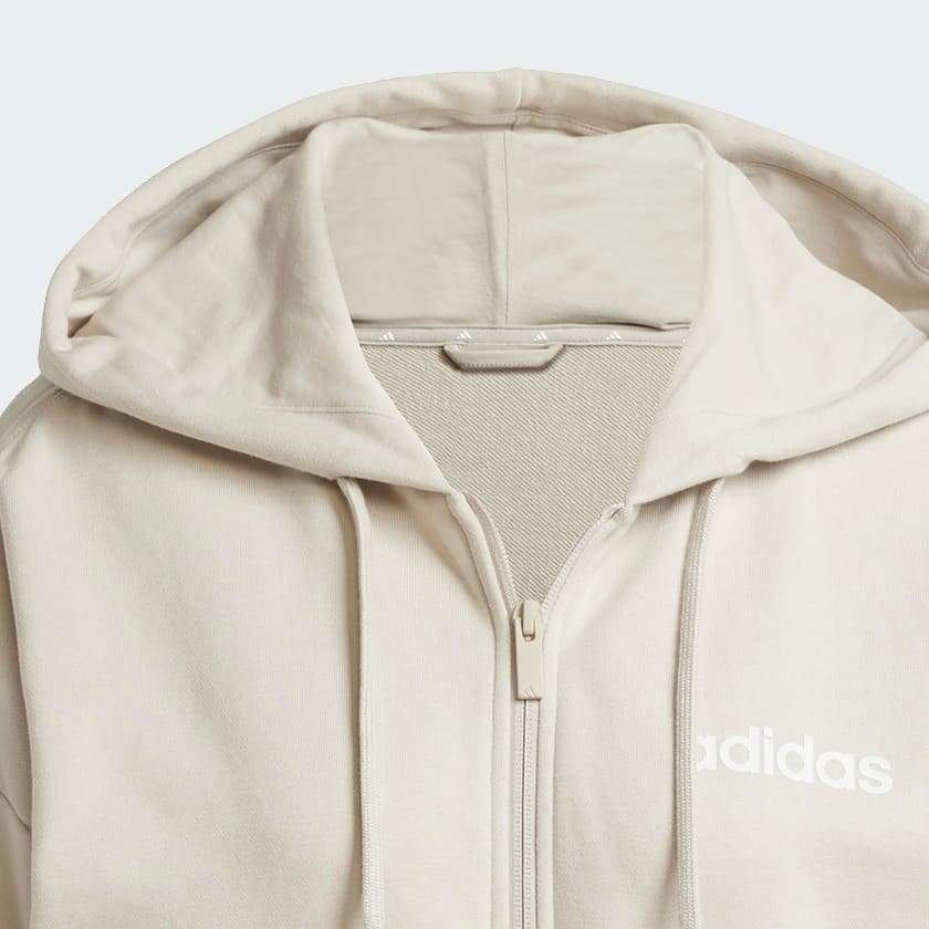Beige Essentials Linear Full-Zip French Terry hættetrøje