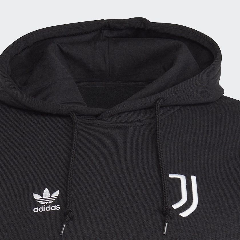 Svart Juventus Essentials Trefoil Hoodie