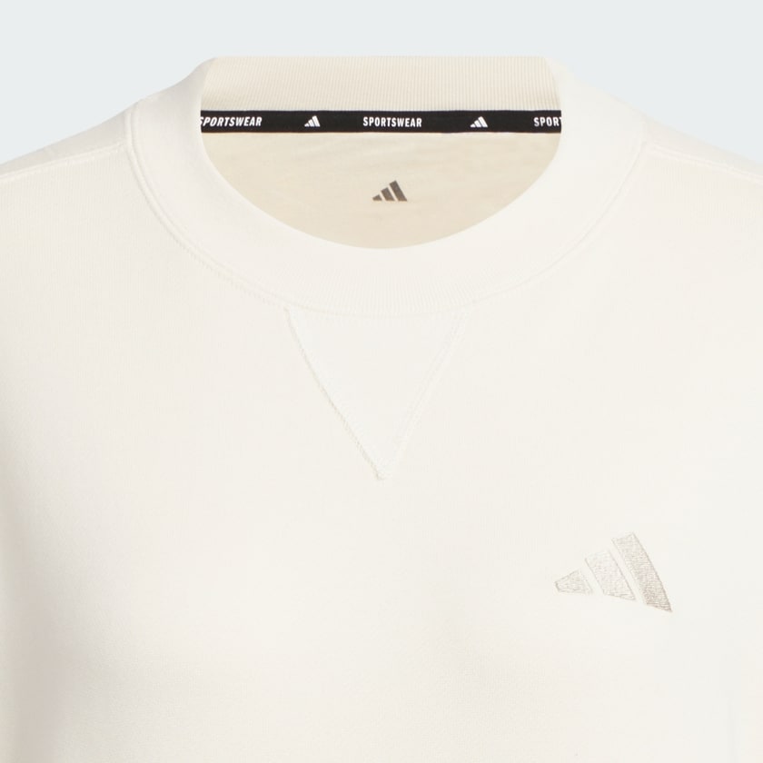 White 에센셜 플러스 스몰 로고 프렌치 테리 크루넥 스웨트셔츠