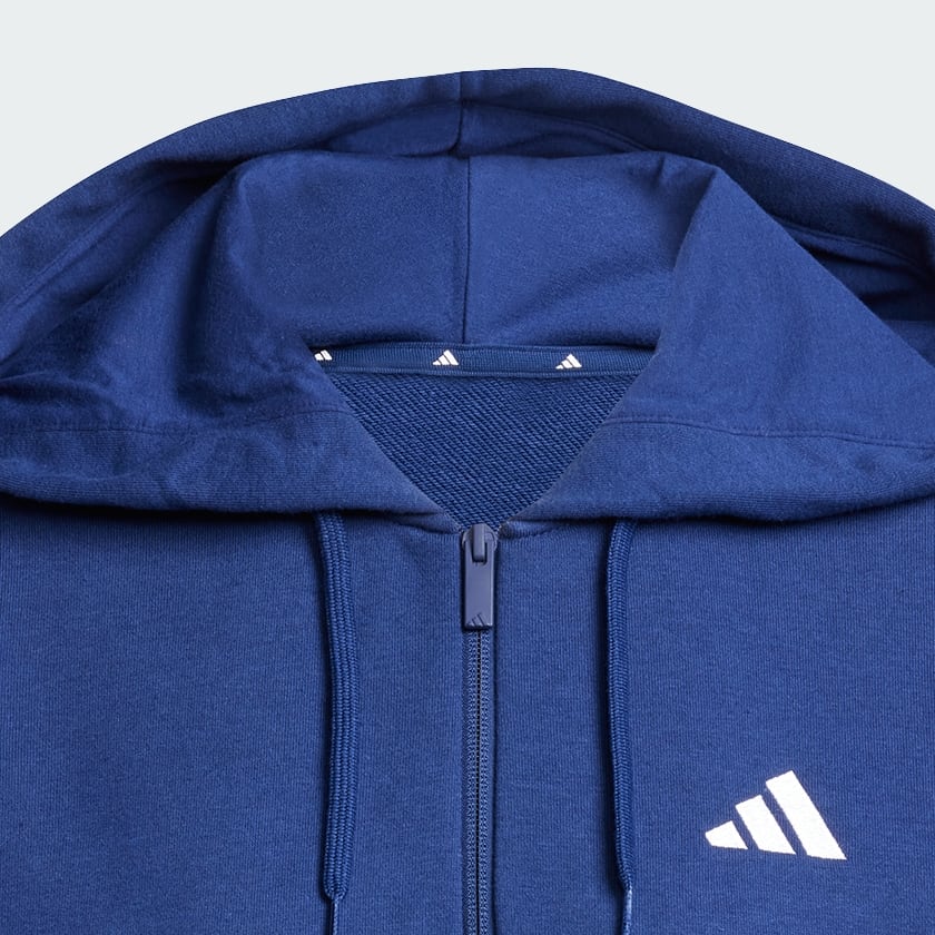 Bleu Sweat-shirt à capuche zip 1/4 french terry 3 bandes Essentials