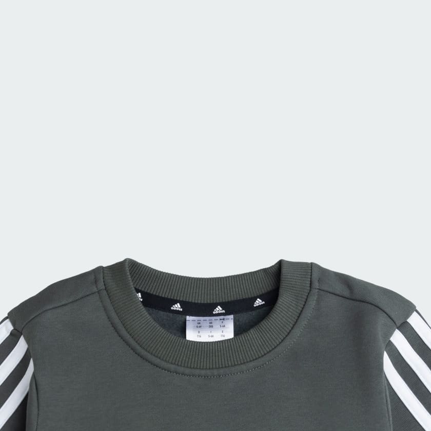 Grey 3 Stripes Crewneck Full Sleeve Sweatshirt
