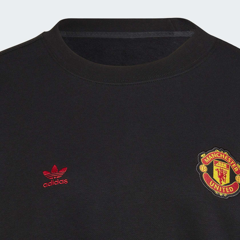 Black Manchester United Essentials Trefoil Sweatshirt