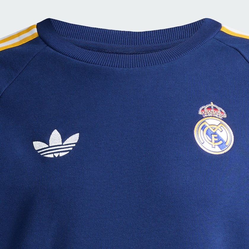 Niebieski Bluza z zaokrąglonym dekoltem Real Madrid Originals