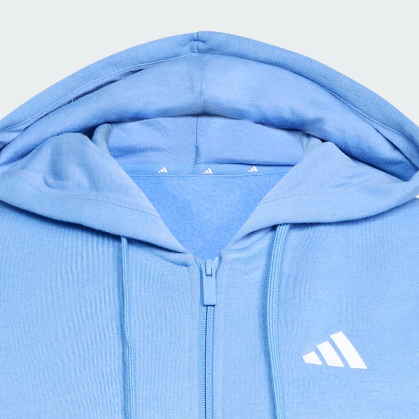 modrá Mikina Essentials 3-Stripes Full-Zip Fleece