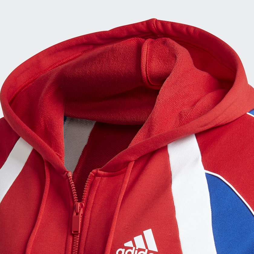 adidas Colorblock Full Zip Hoodie Red adidas New Zealand