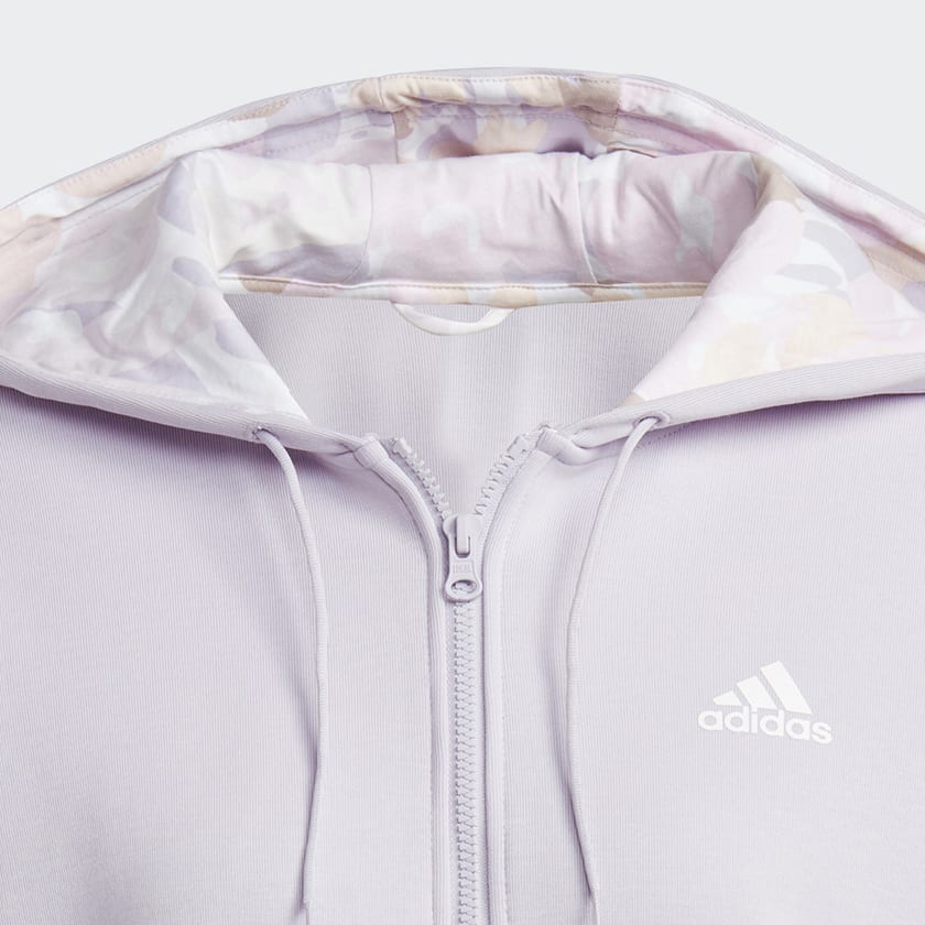 Purpura Polera con Capucha Estampada Cierre Frontal