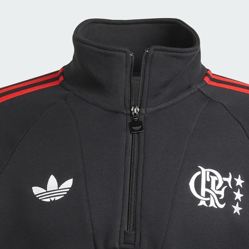 Preto Moletom CR Flamengo Originals Meio Fecho de Zíper
