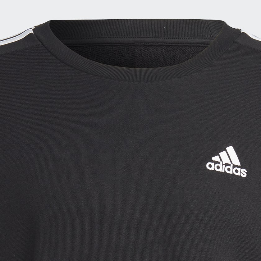 Black Essentials French Terry 3-Stripes Sweatshirt