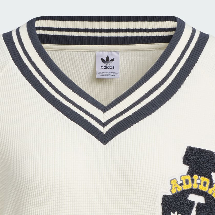 White Collegiate V-Neck Sweatshirt