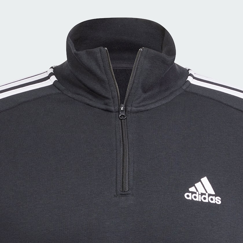 Negro Sudadera Essentials Fleece 1/4-Zip 3 bandas