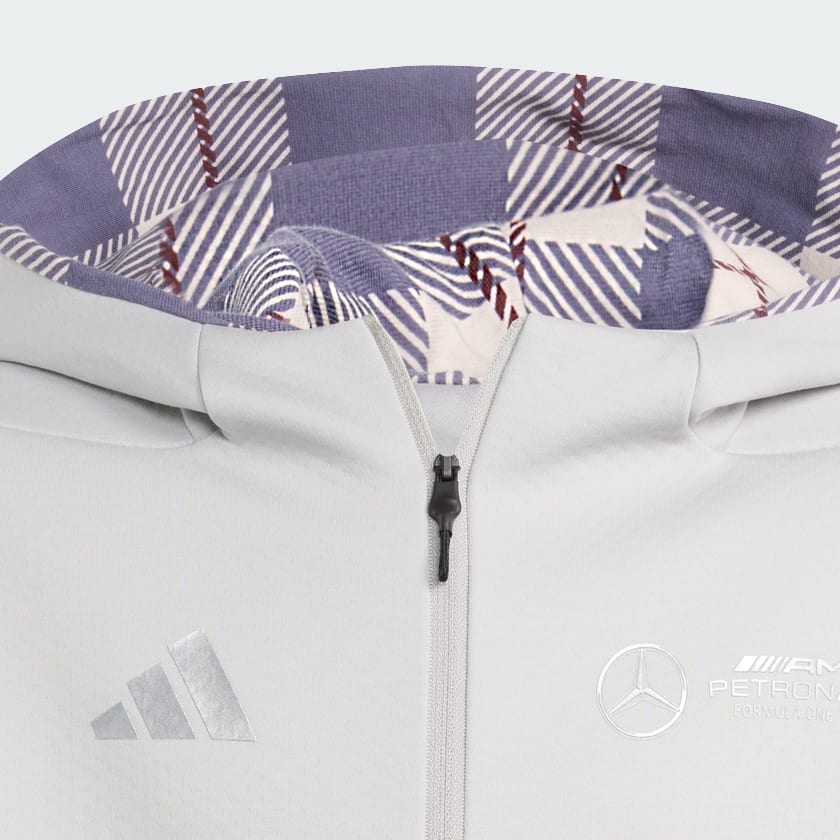 Gris Campera con cierre frontal y capucha de Mercedes - AMG Petronas Formula 1 Team con flechas plateadas para niños