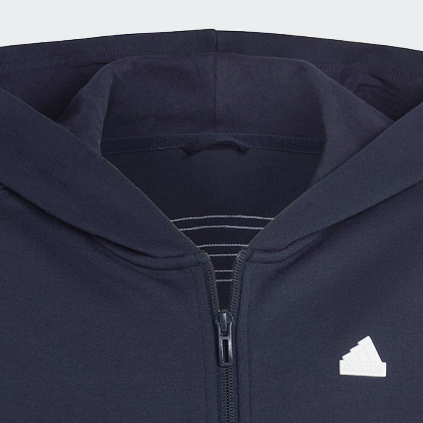 modrá Tepláková bunda Future Icons 3-Stripes Full-Zip Hooded